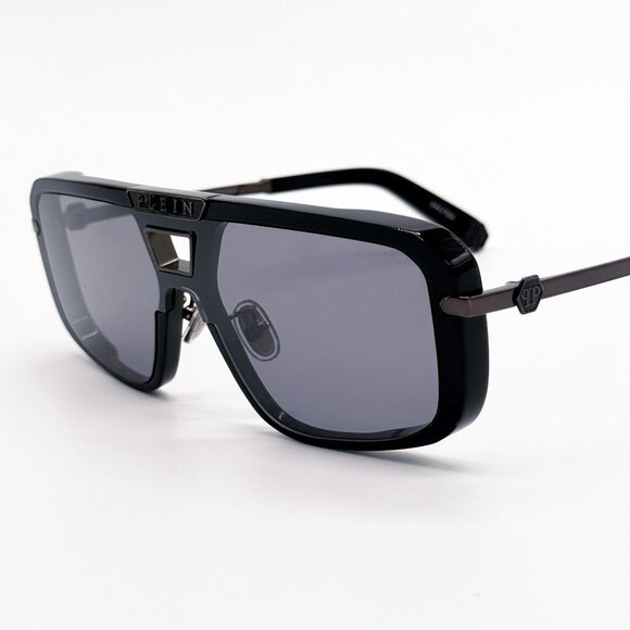 NEW PHILIPP PLEIN SUNGLASSES SPP008M 700X SHIELD BLACK MEN EYEWEAR PHILIPP PLEI - Picture 7 of 11